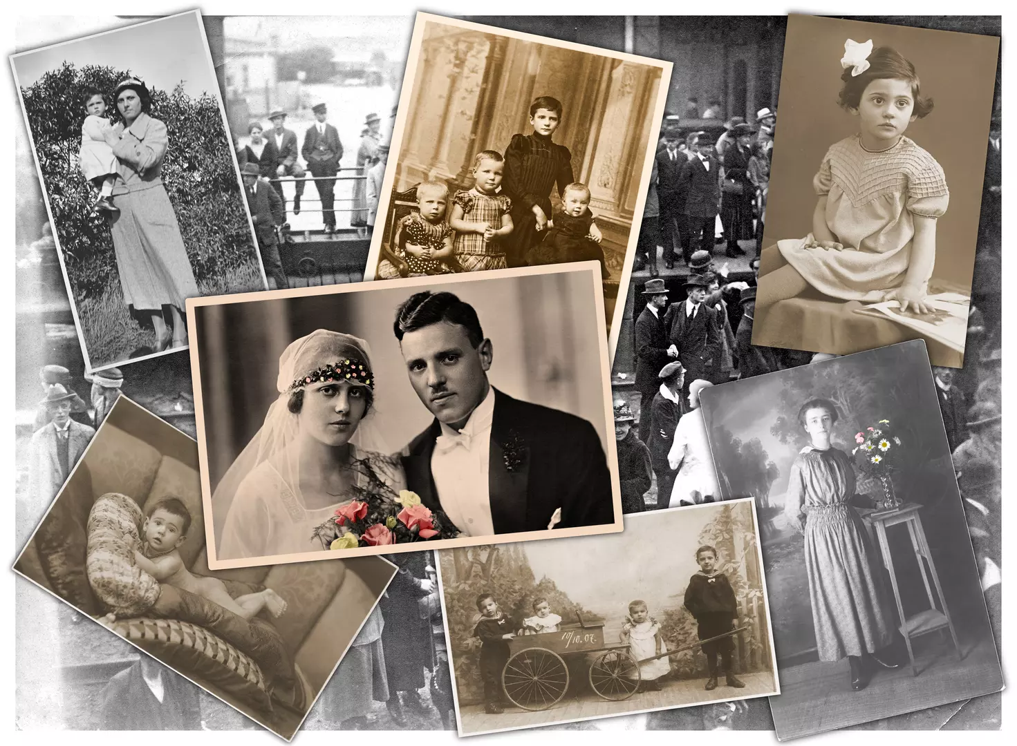 A collage of old photographs