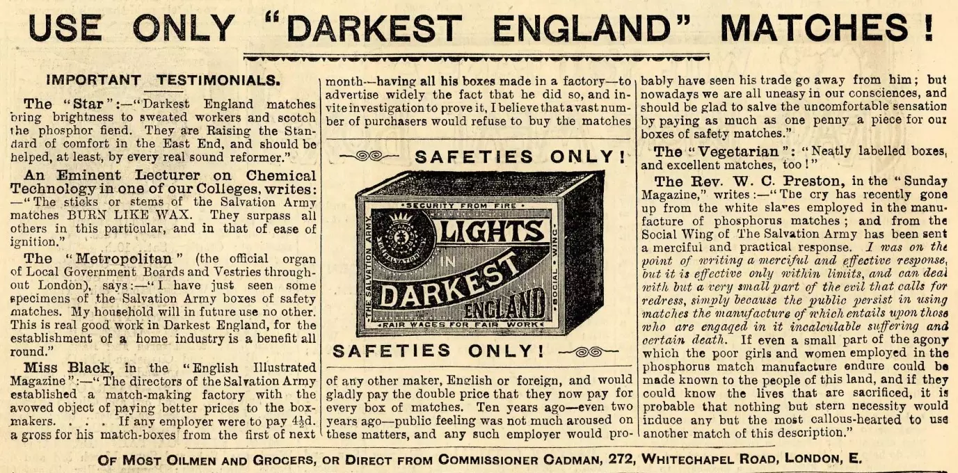 "Darkest England" Matches Ad 1894