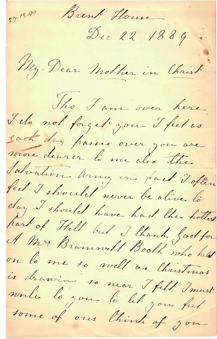Letter from Rebecca Jarrett to Florence Booth