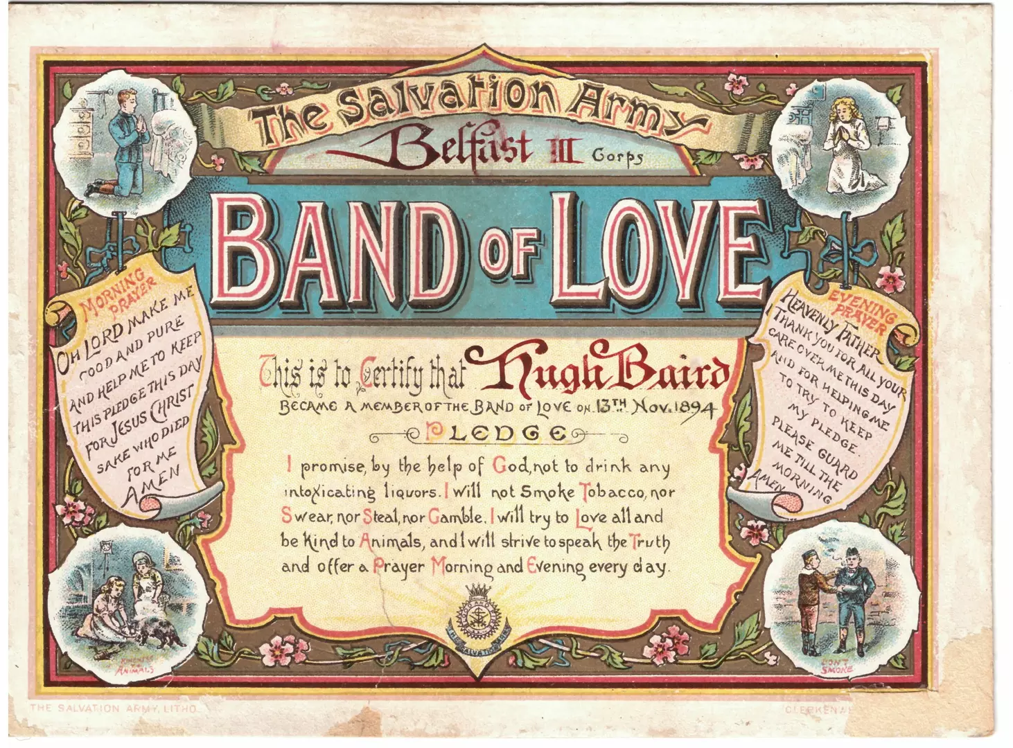 Band of Love certificate