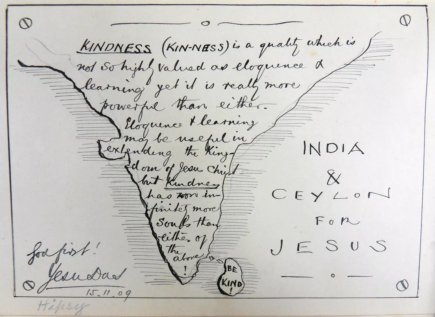 Drawing of India from Lutz family autograph book