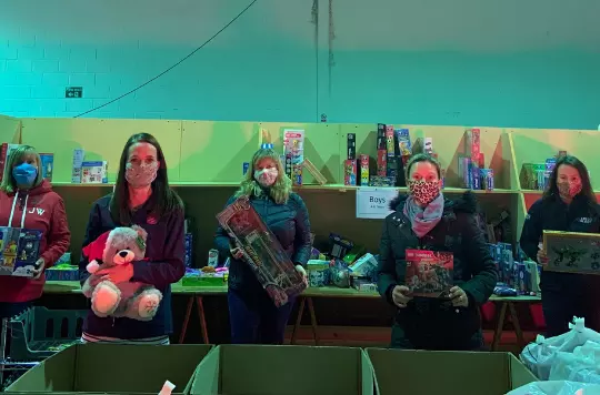 Salvation Army volunteers with toys