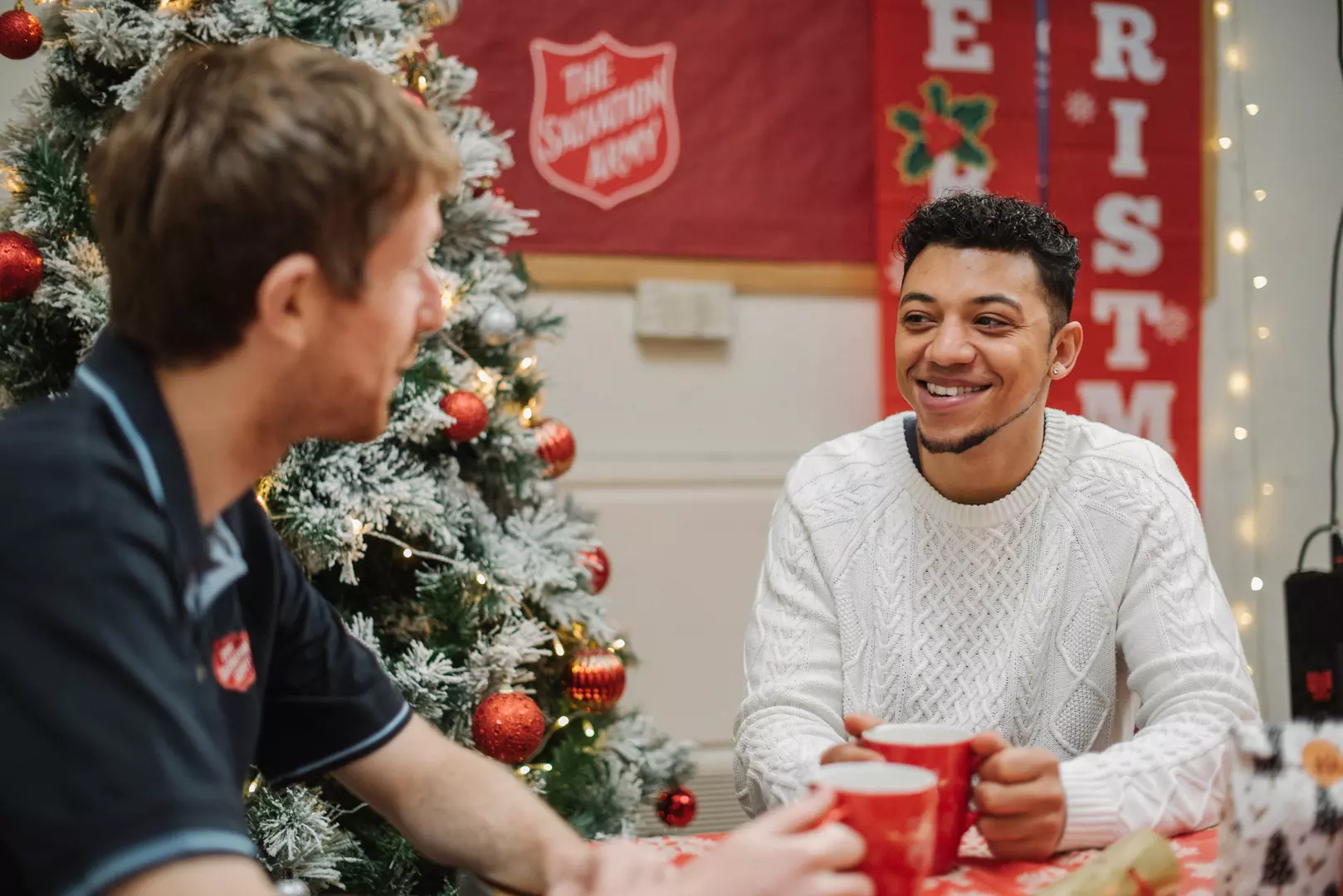 A Christmas scene at a Salvation Army church