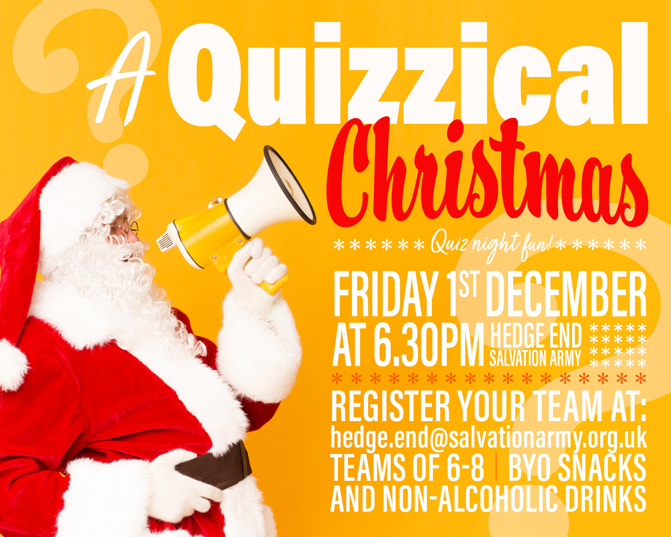 Bring a team along to our Christmas Quiz on Friday 1st December