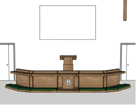 A drawing of the new Mercy Seat which will be built in Light Oak