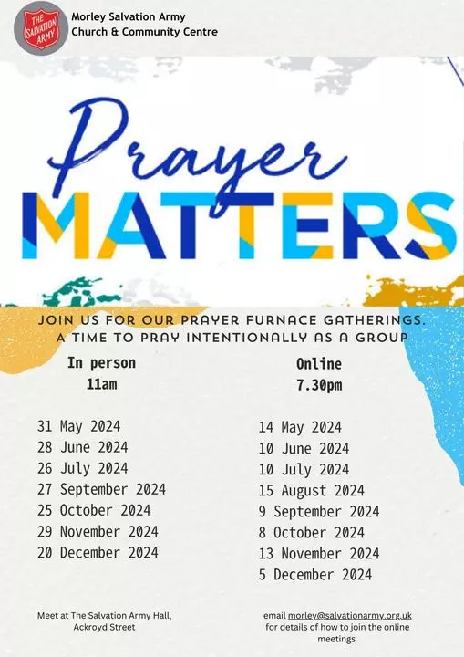 Dates for the our monthly in-person and on-line prayer meetings
