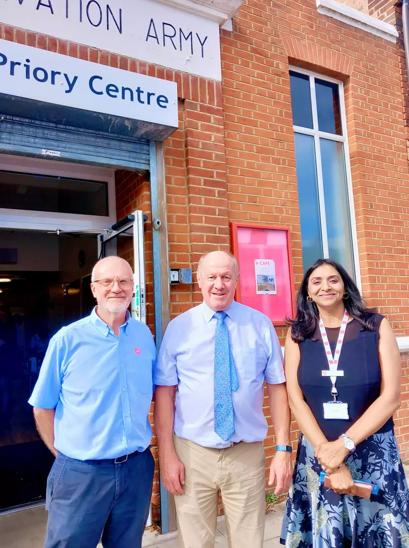 Visit from the Suffolk Police and Crime Commissioner, Tim Passmore. (Left to Right Major Andrew Jarrold, Commanding Officer Ipswich, Tim Passmore, Suffolk Police and Crime Commissioner, Shamaila Waddle, Community Manager)