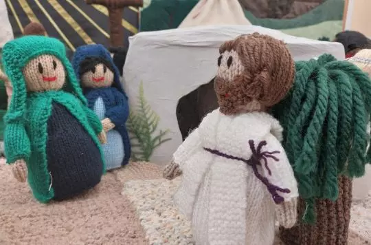 A knitted craft display being exhibited at The Royal Welsh Show